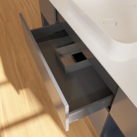 Тумба под раковину Villeroy & Boch Finion 160х50,1 см с подсветкой МДФ антрацит матовый лак/стекло белое матовое F741HGGK