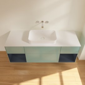 Тумба под раковину Villeroy & Boch Finion 160х50,1 см с подсветкой МДФ оливковый матовый лак/стекло белое матовое F741HGGM