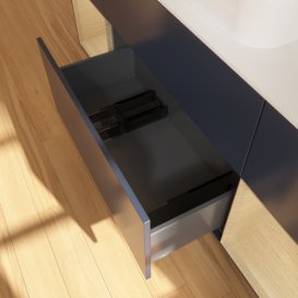 Тумба под раковину Villeroy & Boch Finion 160х50,1 см с подсветкой МДФ темно-синий матовый лак/стекло белое матовое F741PCHG