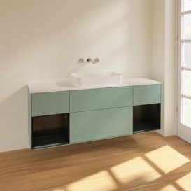 Тумба под раковину Villeroy & Boch Finion 160х50,1 см с подсветкой МДФ оливковый матовый лак/стекло белое матовое F741PDGM