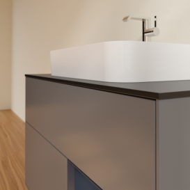 Тумба под раковину Villeroy & Boch Finion 100х50,1 см с подсветкой МДФ антрацит матовый лак/стекло черное матовое F372HGGK