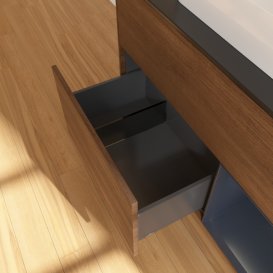 Тумба под раковину Villeroy & Boch Finion 100х50,1 см с подсветкой МДФ шпон грецкого ореха/стекло черное матовое F372HGGN