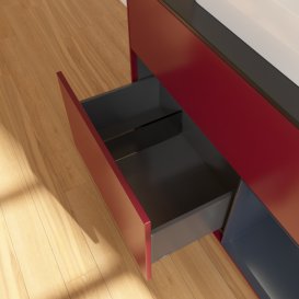 Тумба під раковину Villeroy & Boch Finion 100х50,1 см з підсвічуванням МДФ півонія матовий лак/скло чорне матове F372HGHB