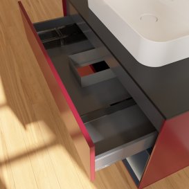 Тумба під раковину Villeroy & Boch Finion 100х50,1 см з підсвічуванням МДФ півонія матовий лак/скло чорне матове F372HGHB