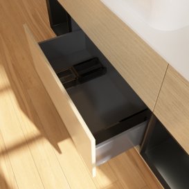 Тумба под раковину Villeroy & Boch Finion 160х50,1 см с подсветкой МДФ шпон дуба/стекло белое матовое F741PDPC