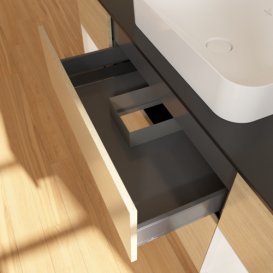 Тумба под раковину Villeroy & Boch Finion 160х50,1 см с подсветкой МДФ шпон дуба/стекло черное матовое F742GFPC