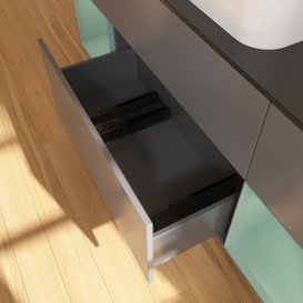 Тумба под раковину Villeroy & Boch Finion 160х50,1 см с подсветкой МДФ антрацит матовый лак/стекло черное матовое F742GMGK