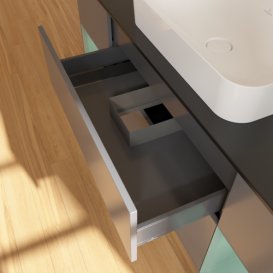 Тумба под раковину Villeroy & Boch Finion 160х50,1 см с подсветкой МДФ антрацит матовый лак/стекло черное матовое F742GMGK