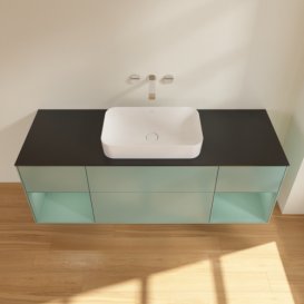 Тумба под раковину Villeroy & Boch Finion 160х50,1 см с подсветкой МДФ оливковый матовый лак/стекло черное матовое F742GMGM