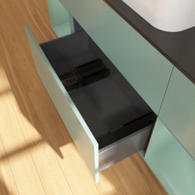 Тумба под раковину Villeroy & Boch Finion 160х50,1 см с подсветкой МДФ оливковый матовый лак/стекло черное матовое F742GMGM