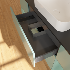 Тумба под раковину Villeroy & Boch Finion 160х50,1 см с подсветкой МДФ оливковый матовый лак/стекло черное матовое F742GMGM