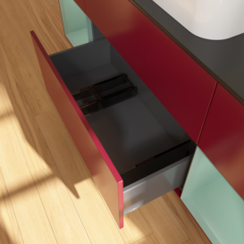 Тумба под раковину Villeroy & Boch Finion 160х50,1 см с подсветкой МДФ пион матовый лак/стекло черное матовое F742GMHB