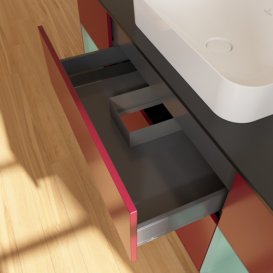 Тумба под раковину Villeroy & Boch Finion 160х50,1 см с подсветкой МДФ пион матовый лак/стекло черное матовое F742GMHB