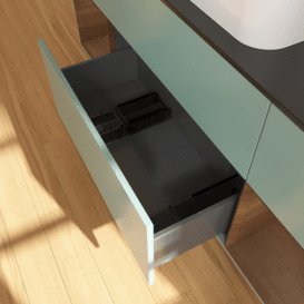 Тумба под раковину Villeroy & Boch Finion 160х50,1 см с подсветкой МДФ оливковый матовый лак/стекло черное матовое F742GNGM