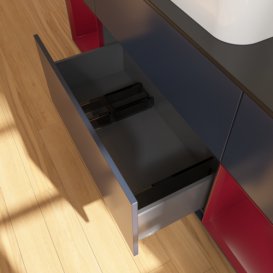 Тумба под раковину Villeroy & Boch Finion 160х50,1 см с подсветкой МДФ темно-синий матовый лак/стекло черное матовое F742HBHG