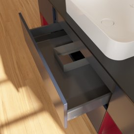 Тумба под раковину Villeroy & Boch Finion 160х50,1 см с подсветкой МДФ темно-синий матовый лак/стекло черное матовое F742HBHG