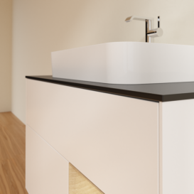 Тумба под раковину Villeroy & Boch Finion 100х50,1 см с подсветкой МДФ белый матовый лак/стекло черное матовое F372PCMT