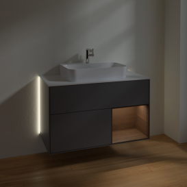 Тумба під раковину Villeroy & Boch Finion 100х50,1 см з підсвічуванням МДФ антрацит матовий лак/скло біле матове G371GNGK