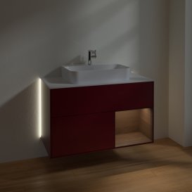 Тумба под раковину Villeroy & Boch Finion 100х50,1 см с подсветкой МДФ пион матовый лак/стекло белое матовое G371GNHB