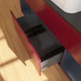 Тумба под раковину Villeroy & Boch Finion 160х50,1 см с подсветкой МДФ пион матовый лак/стекло черное матовое F742HGHB