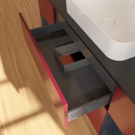 Тумба под раковину Villeroy & Boch Finion 160х50,1 см с подсветкой МДФ пион матовый лак/стекло черное матовое F742HGHB