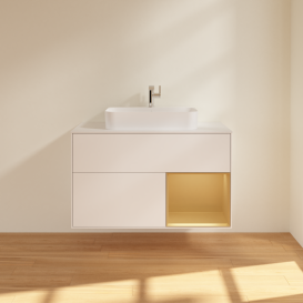 Тумба под раковину Villeroy & Boch Finion 100х50,1 см с подсветкой МДФ белый матовый лак/стекло белое матовое G371HFMT