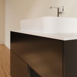 Тумба під раковину Villeroy & Boch Finion 100х50,1 см із підсвічуванням МДФ чорний матовий лак/скло біле матове G371PDPD