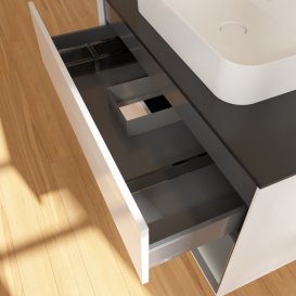 Тумба під раковину Villeroy & Boch Finion 100х50,1 см з підсвічуванням МДФ білий глянцевий лак/скло чорне матове G372GKGF