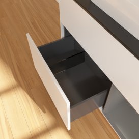 Тумба под раковину Villeroy & Boch Finion 100х50,1 см с подсветкой МДФ белый матовый лак/стекло черное матовое G372GKMT