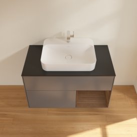 Тумба під раковину Villeroy & Boch Finion 100х50,1 см із підсвічуванням МДФ антрацит матовий лак/скло чорне матове G372GNGK