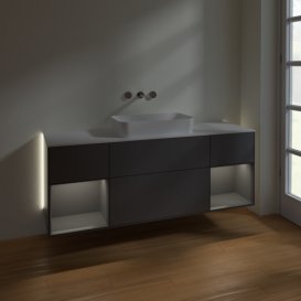 Тумба под раковину Villeroy & Boch Finion 160х50,1 см с подсветкой МДФ антрацит матовый лак/стекло белое матовое G741GKGK