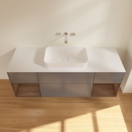 Тумба под раковину Villeroy & Boch Finion 160х50,1 см с подсветкой МДФ антрацит матовый лак/стекло белое матовое G741GNGK