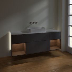 Тумба под раковину Villeroy & Boch Finion 160х50,1 см с подсветкой МДФ антрацит матовый лак/стекло белое матовое G741GNGK