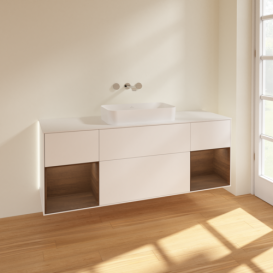 Тумба под раковину Villeroy & Boch Finion 160х50,1 см с подсветкой МДФ белый матовый лак/стекло белое матовое G741GNMT