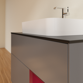 Тумба під раковину Villeroy & Boch Finion 100х50,1 см з підсвічуванням МДФ антрацит матовий лак/скло чорне матове G372HBGK