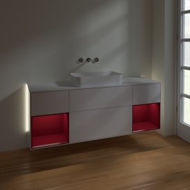 Тумба під раковину Villeroy & Boch Finion 160х50,1 см з підсвіткою МДФ білий глянцевий лак/скло біле матове G741HBGF