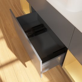 Тумба под раковину Villeroy & Boch Finion 160х50,1 см с подсветкой МДФ антрацит матовый лак/стекло белое матовое G741HFGK