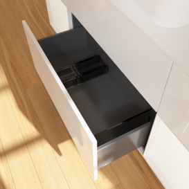 Тумба під раковину Villeroy & Boch Finion 160х50,1 см з підсвіткою МДФ білий глянцевий лак/скло біле матове G741MTGF