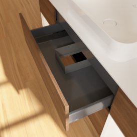 Тумба под раковину Villeroy & Boch Finion 160х50,1 см с подсветкой МДФ шпон грецкого ореха/стекло белое матовое G741MTGN