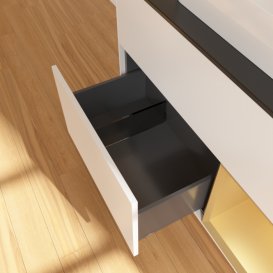 Тумба під раковину Villeroy & Boch Finion 100х50,1 см із підсвічуванням МДФ білий матовий лак/скло чорне матове G372HFMT