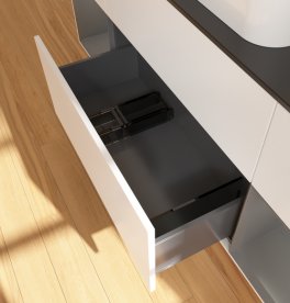 Тумба під раковину Villeroy & Boch Finion 160х50,1 см із підсвічуванням МДФ білий матовий лак/скло чорне матове G742GKMT