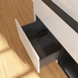 Тумба під раковину Villeroy & Boch Finion 100х50,1 см з підсвіткою МДФ білий глянцевий лак/скло чорне матове G372PDGF