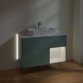 Тумба под раковину Villeroy & Boch Finion 100х50,1 см с подсветкой МДФ оливковый матовый лак/стекло белое матовое G371GFGM