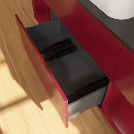 Тумба під раковину Villeroy & Boch Finion 160х50,1 см з підсвічуванням МДФ півонія матовий лак/скло чорне матове G742HBHB