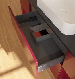 Тумба під раковину Villeroy & Boch Finion 160х50,1 см з підсвічуванням МДФ півонія матовий лак/скло чорне матове G742HBHB