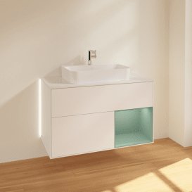 Тумба под раковину Villeroy & Boch Finion 100х50,1 см с подсветкой МДФ белый матовый лак/стекло белое матовое G371GMMT