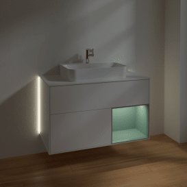 Тумба под раковину Villeroy & Boch Finion 100х50,1 см с подсветкой МДФ белый матовый лак/стекло белое матовое G371GMMT