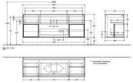 Тумба под раковину Villeroy & Boch Finion 160х50,1 см с подсветкой МДФ глянцевый белый лак/стекло черное матовое G742MTGF