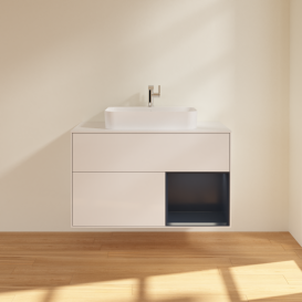 Тумба под раковину Villeroy & Boch Finion 100х50,1 см с подсветкой МДФ глянцевый белый лак/стекло белое матовое G371HGGF