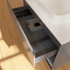 Тумба під раковину Villeroy & Boch Finion 100х50,1 см з підсвічуванням МДФ антрацит матовий лак/скло біле матове G371HGGK